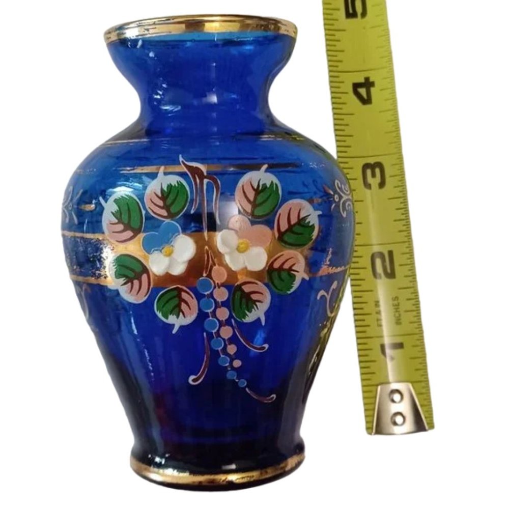 Vintage Bud Vase Handpainted cobalt blue in color.